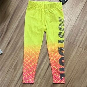Nike Kids Vibrant Yellow and Pink Leggings